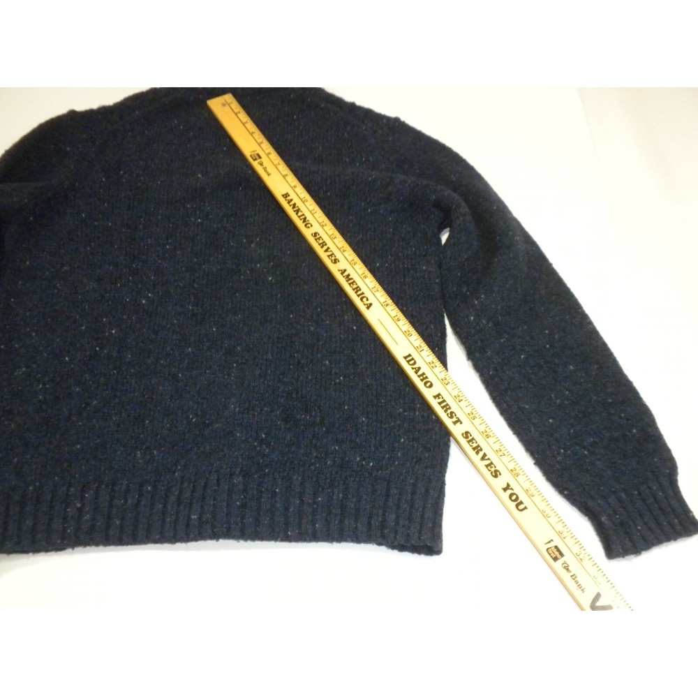 John‎ Lewis Sweater Mens XL Blue Marled Cable Knit 1/4 Zip Merino Wool Fisherman - Picture 16 of 16